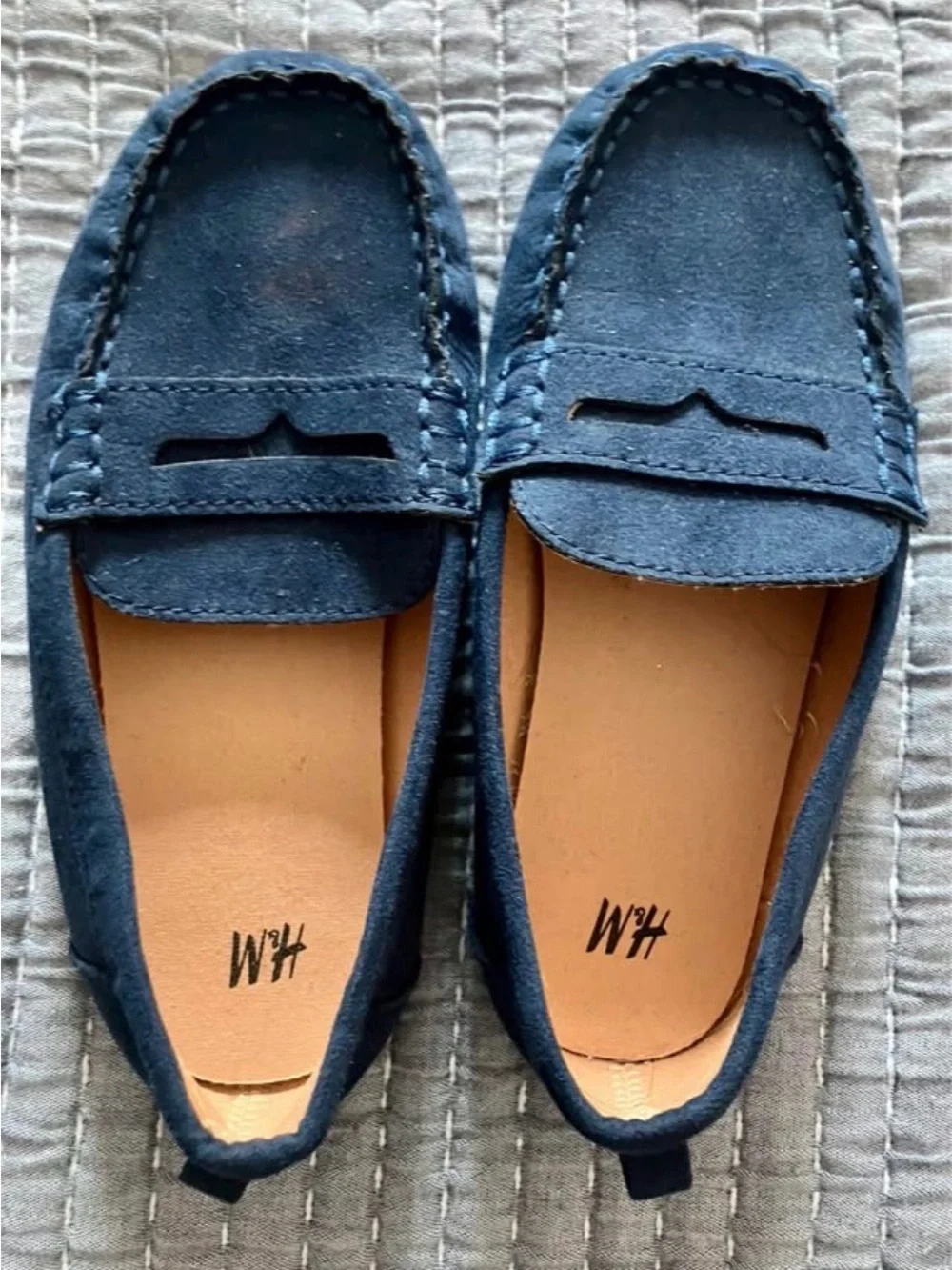 H&M Navy Suede Kids Penny Loafers
